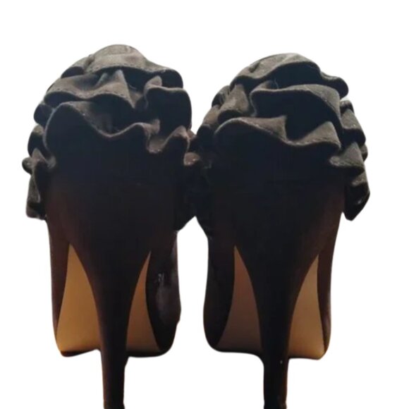 Rue 21 Women's Brown Suede Ruffles Booties - Picture 4 of 7